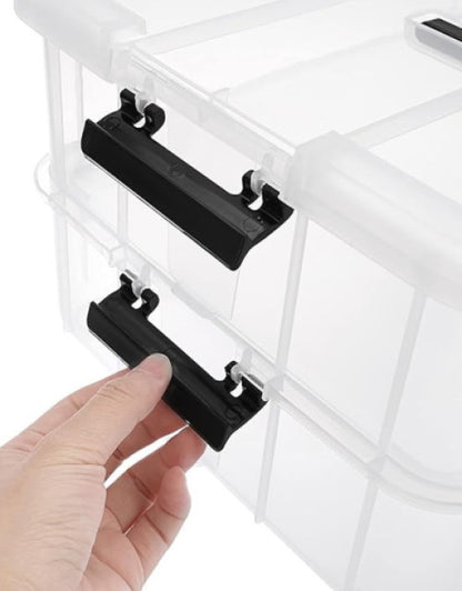 2 Layer Stack & Carry Box, Transparent Rectangular Multi Utility Detachable