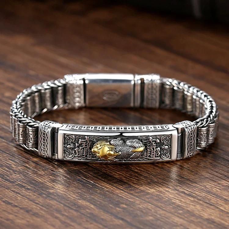 Oxidized Alloy Charm Bracelet Cuff for Men – Trendy Personality Jewelry