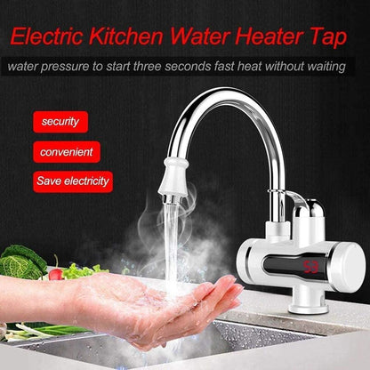 Electric Hot Water Heater Faucet (Kitchen And Bathroom Heating Dispenser Tap) Digital Temperature with Display