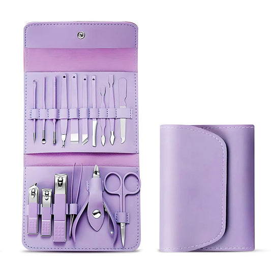 Manicure Set Nail Clipper Kit - 16 Pieces Stainless Steel Manicure Kit - Nail Care Tools for Hand & Feet