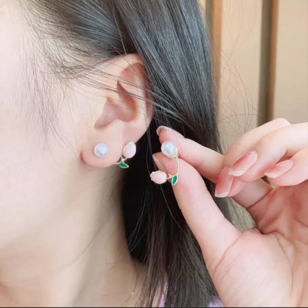 Korean Stylish Artificial Rose Stud Earrings For Women and Girls