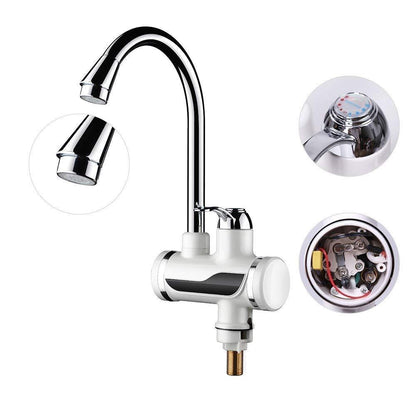 Electric Hot Water Heater Faucet (Kitchen And Bathroom Heating Dispenser Tap) Digital Temperature with Display