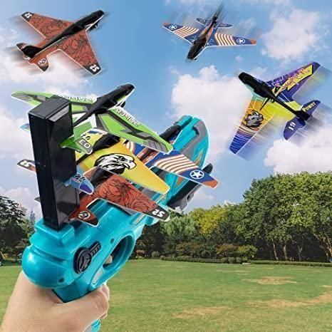 SkyShooter Airplane Launcher Toy – Foam Aircraft Gun for Kids (Includes 4 Foam Planes)