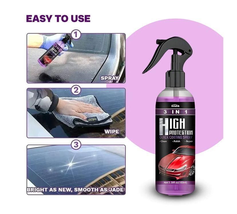 3 in 1 High Protection Quick Car Ceramic Coating Spray - Car Wax Polish Spray (Pack of 1)