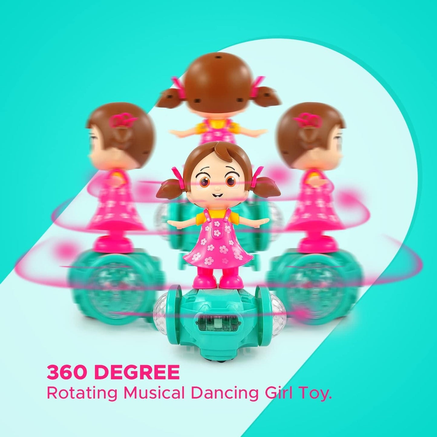 360 Degree Rotating Musical Dancing Girl with 5D Light & Musical Sound - Multicolor