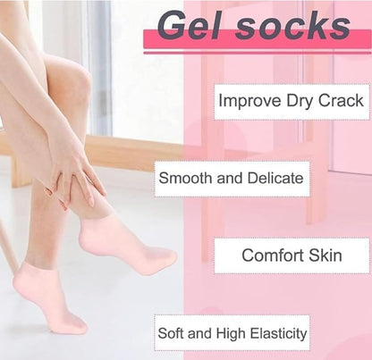 Silicon Socks Heel for Crack (1 Pair) - Spa Gel Socks for Women and Men