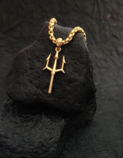 Aquatic Aura Trident Pendant - Gold Plated