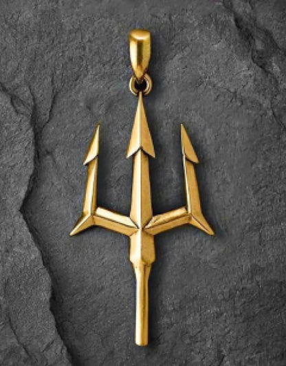 Aquatic Aura Trident Pendant - Gold Plated