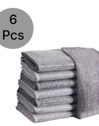 Magic Metal Kitchen Cleaning Cloth - Non-Stick Dishwashing Towel Set (Pack of 6)