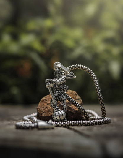 Men's Silver Chain with Hanuman Pendant