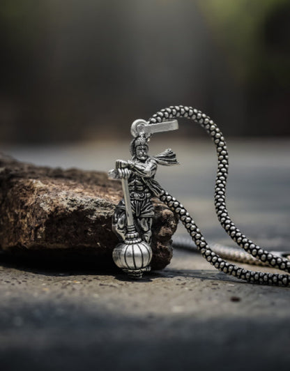 Men's Silver Chain with Hanuman Pendant