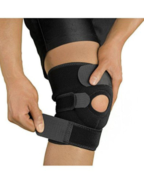 Orthowala ™ Knee Support Wrap Pad, Black (1 Piece) - one Size Fits all, ideal for Gym, Sports, Knee pain