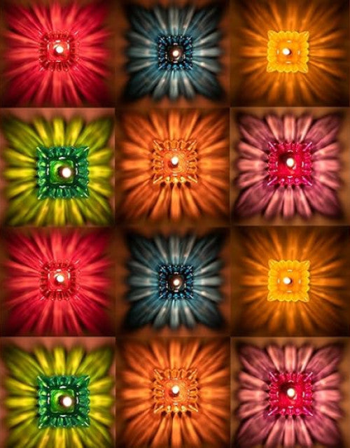 Plastic Reflection Diya (Pack of 12) Multicolor